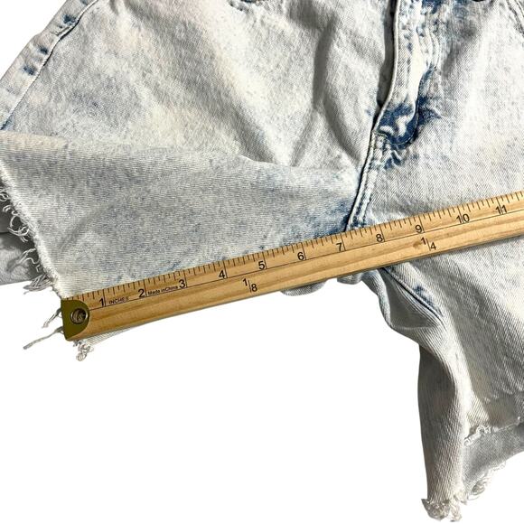 Carbon Womens Jean Shorts 32 Mid Rise Zip Fly Homemade Denim Shorts Acid Wash - Picture 10 of 10